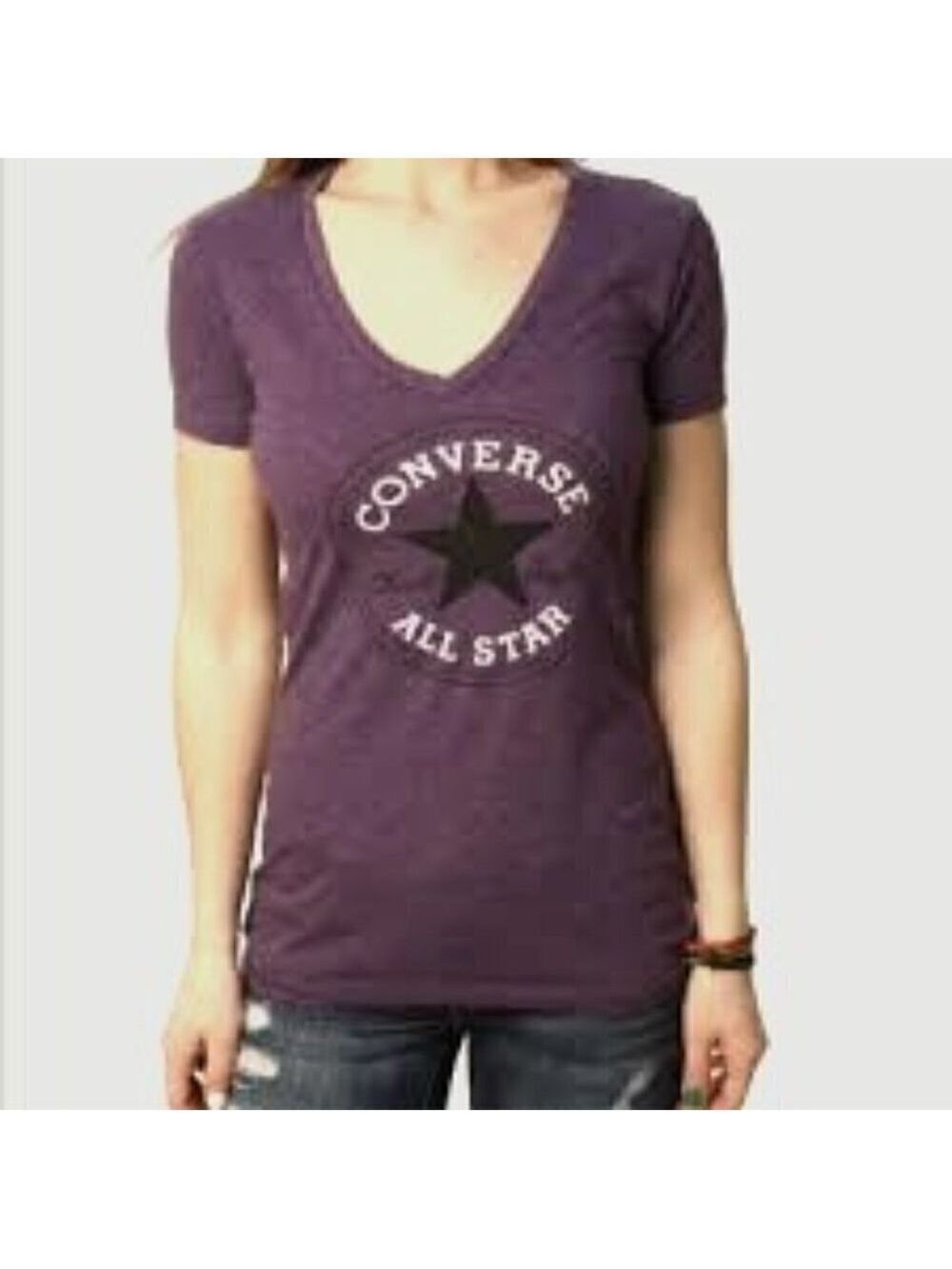 converse All Star Chuck Taylor Graphic T-shirt Women’s V-Neck Burgundy/Plum